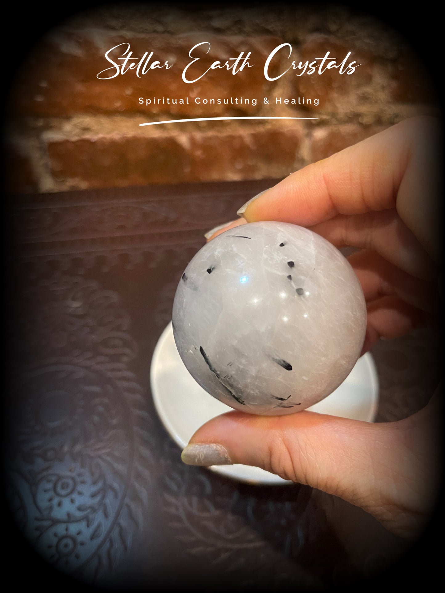 Tourmalinated Quartz Sphere Crystal Ball Healing Energy #2