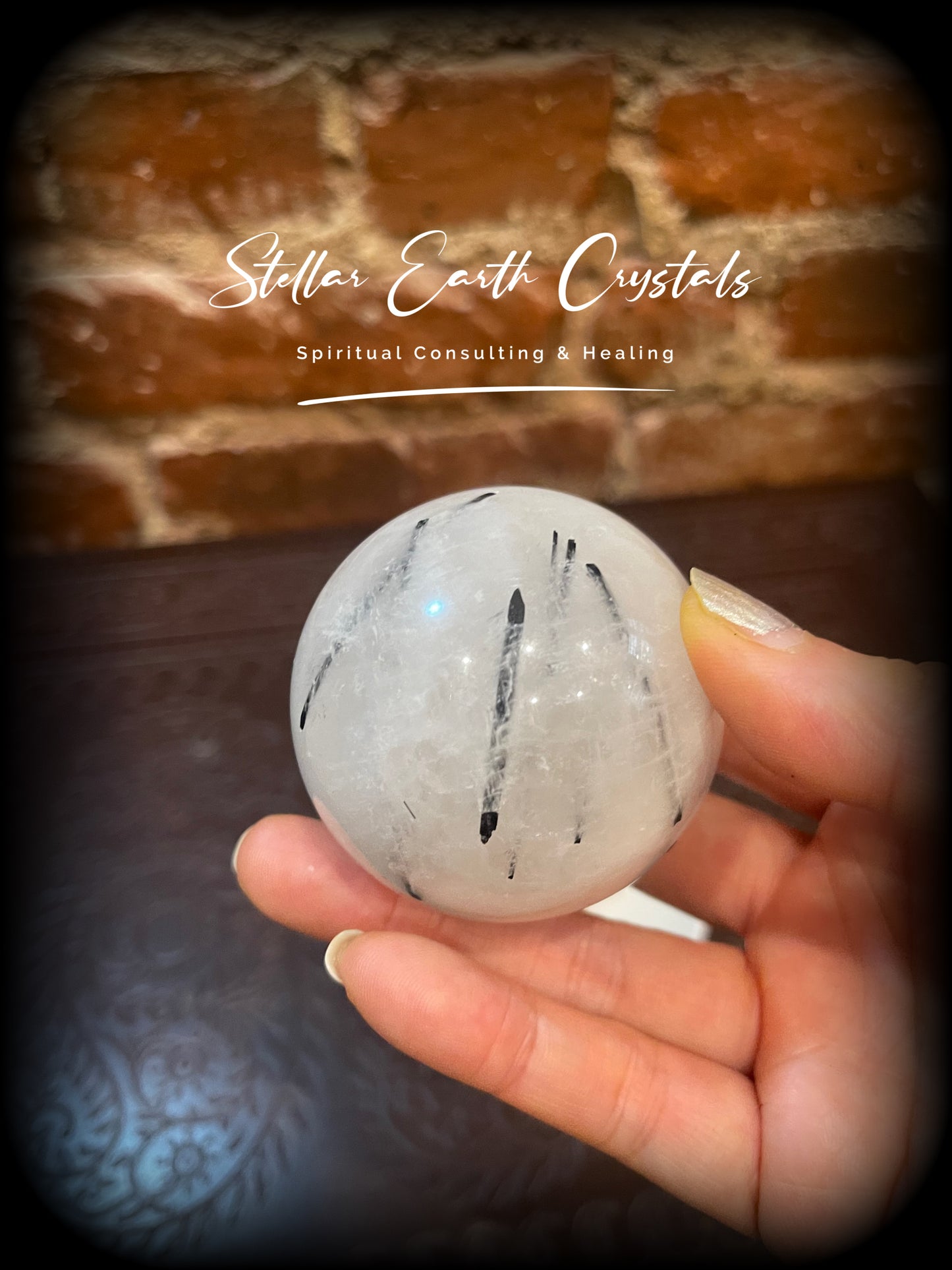 Tourmalinated Quartz Sphere Crystal Ball Healing Energy #1 - Stellar Earth Crystals