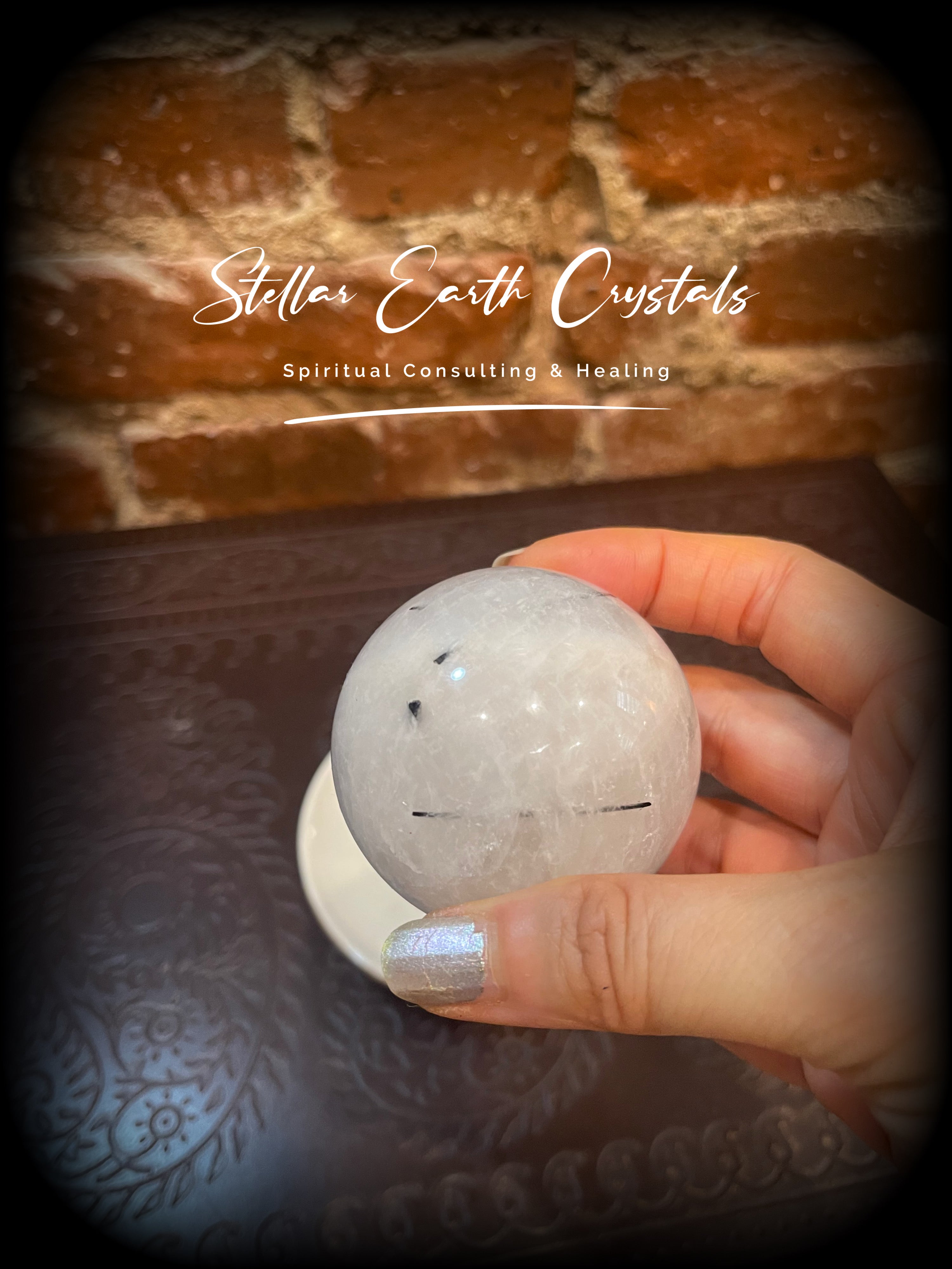 Tourmalinated Quartz Sphere Crystal Ball Healing Energy #1 - Stellar Earth Crystals
