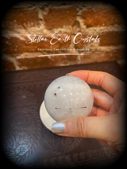 Tourmalinated Quartz Sphere Crystal Ball Healing Energy #1 - Stellar Earth Crystals