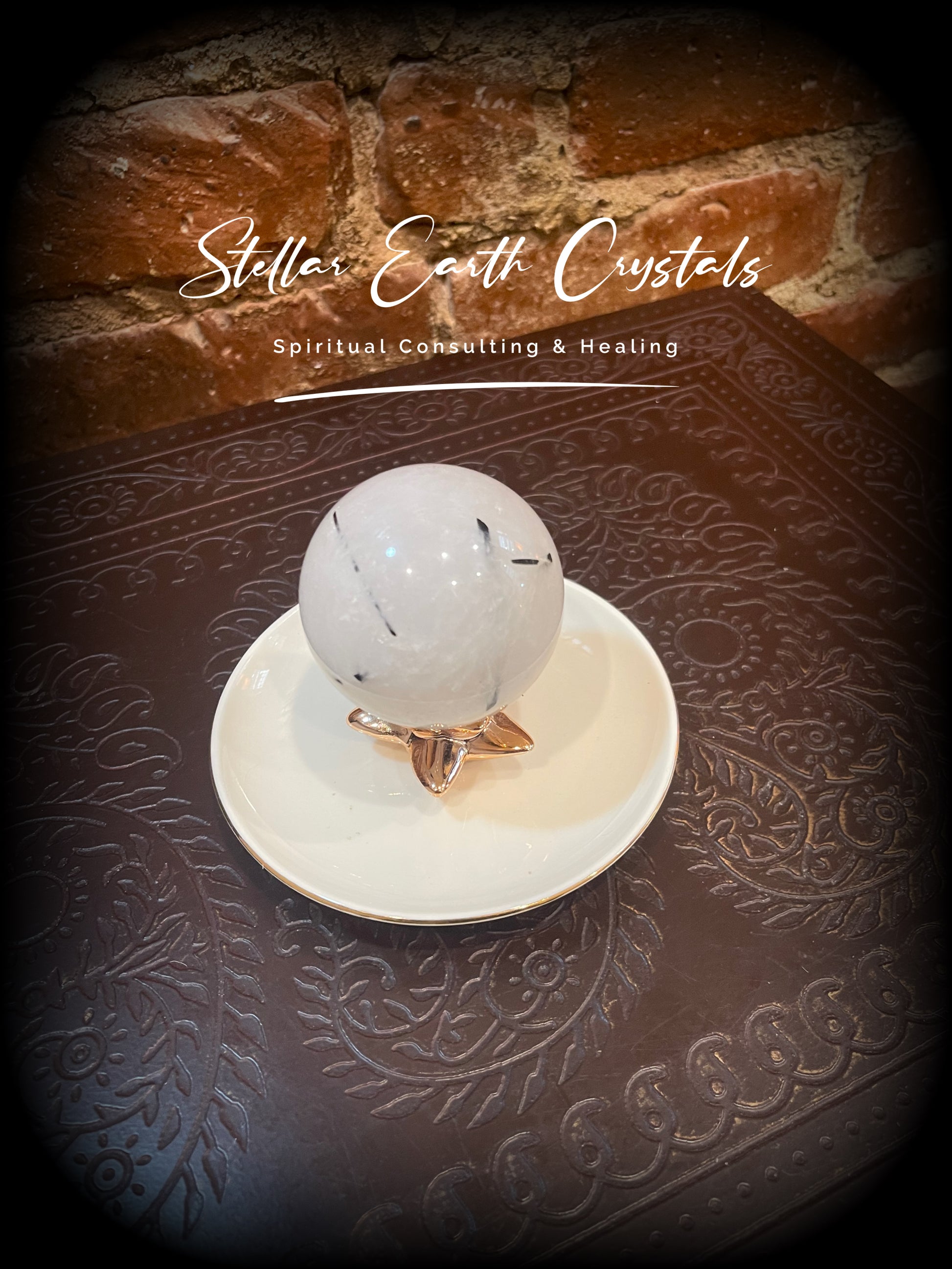 Tourmalinated Quartz Sphere Crystal Ball Healing Energy #1 - Stellar Earth Crystals