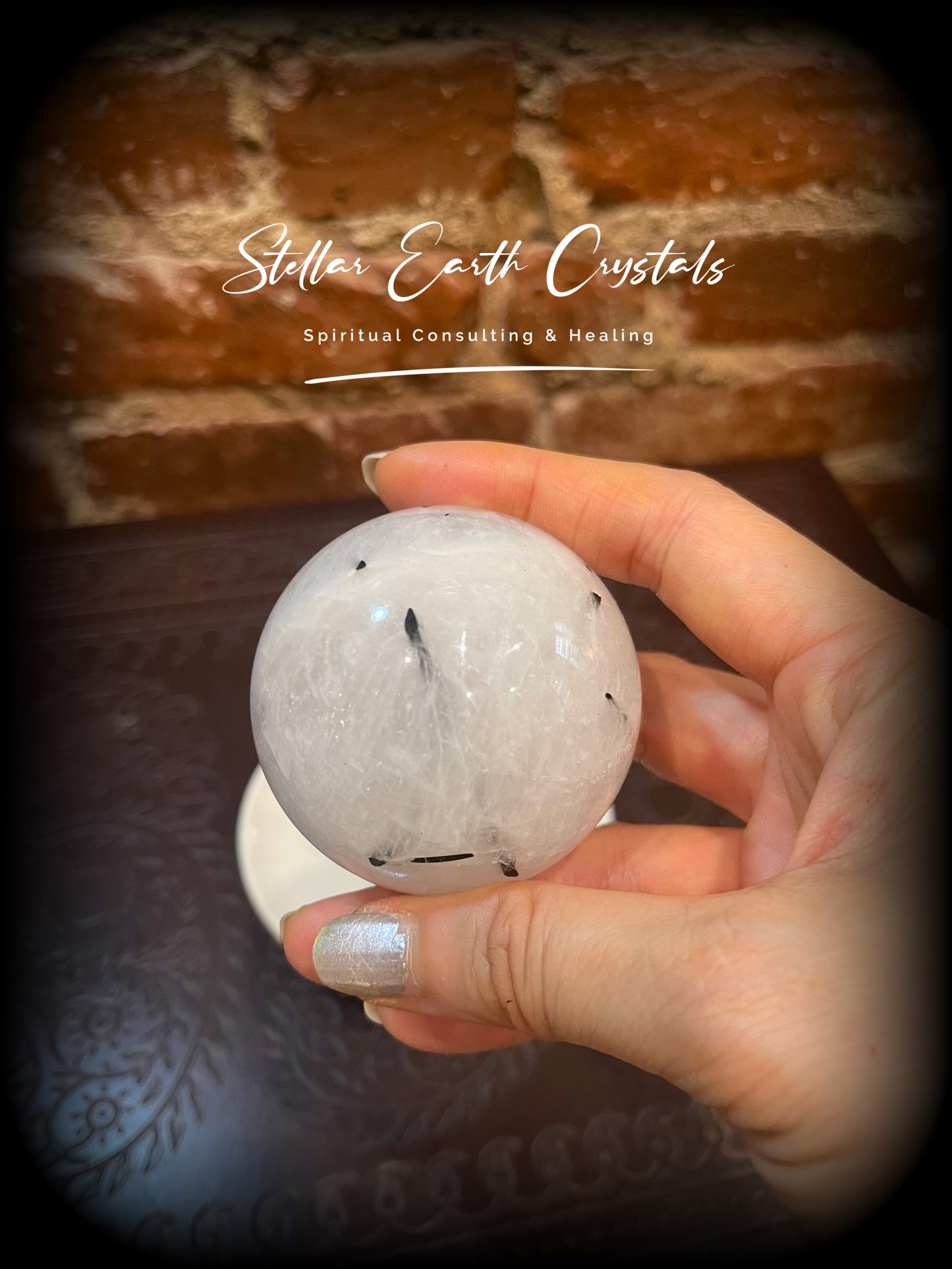 Tourmalinated Quartz Sphere Crystal Ball Healing Energy #1