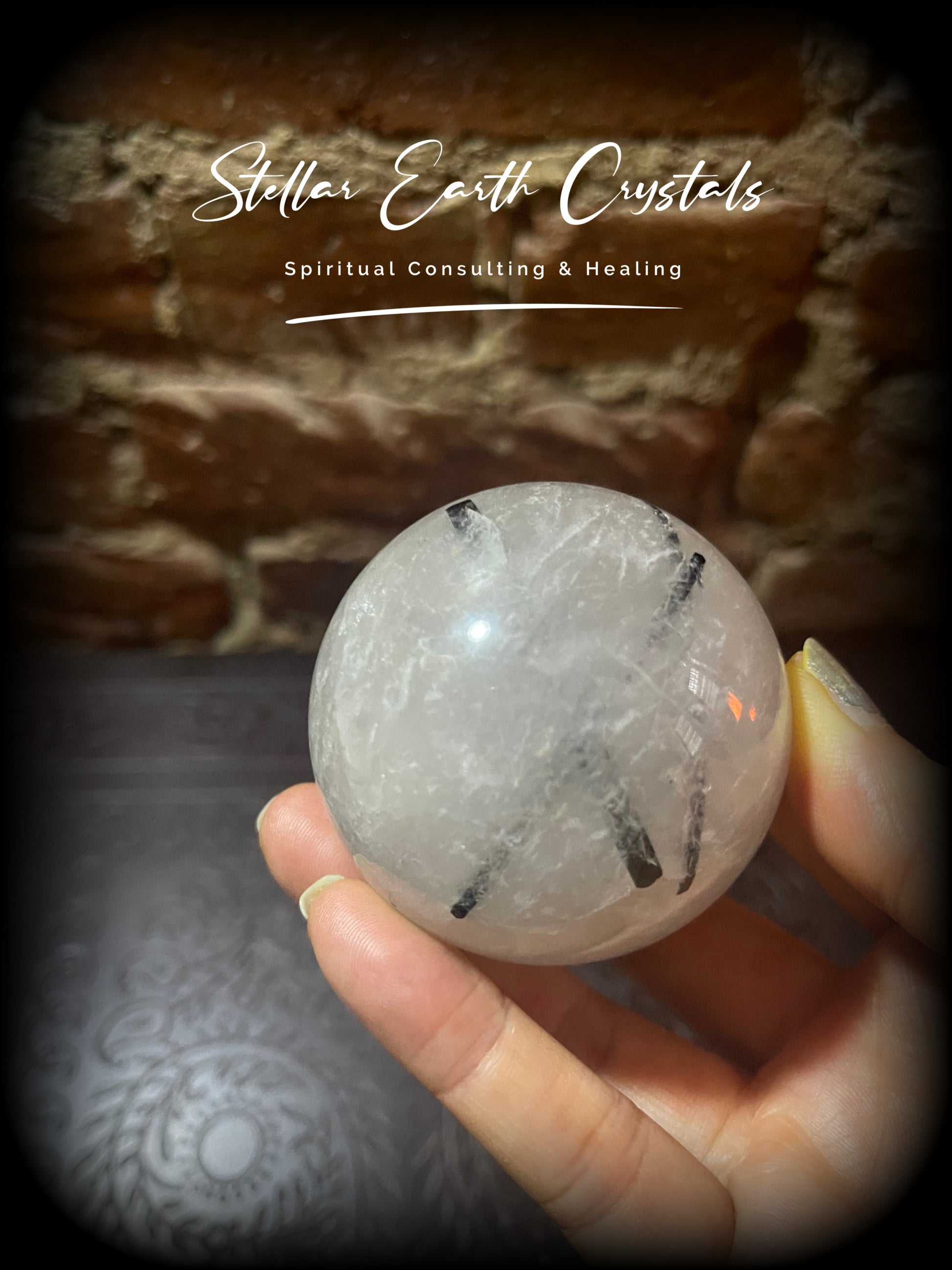 Tourmalinated Quartz Sphere Crystal Ball Healing Energy #3 - Stellar Earth Crystals