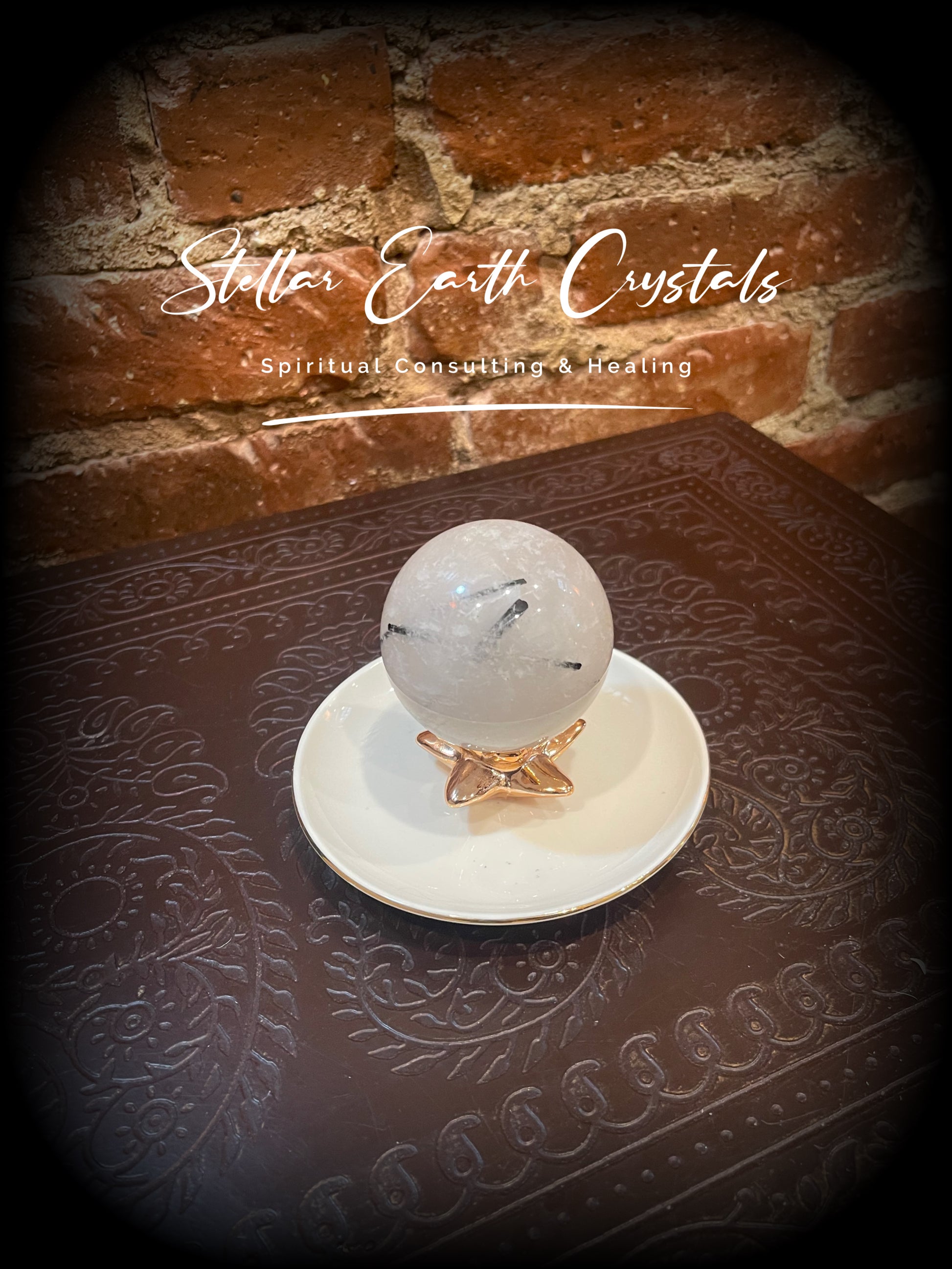Tourmalinated Quartz Sphere Crystal Ball Healing Energy #3 - Stellar Earth Crystals