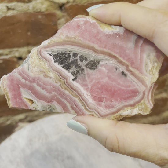 Rhodochrosite Slab with Pyrite 