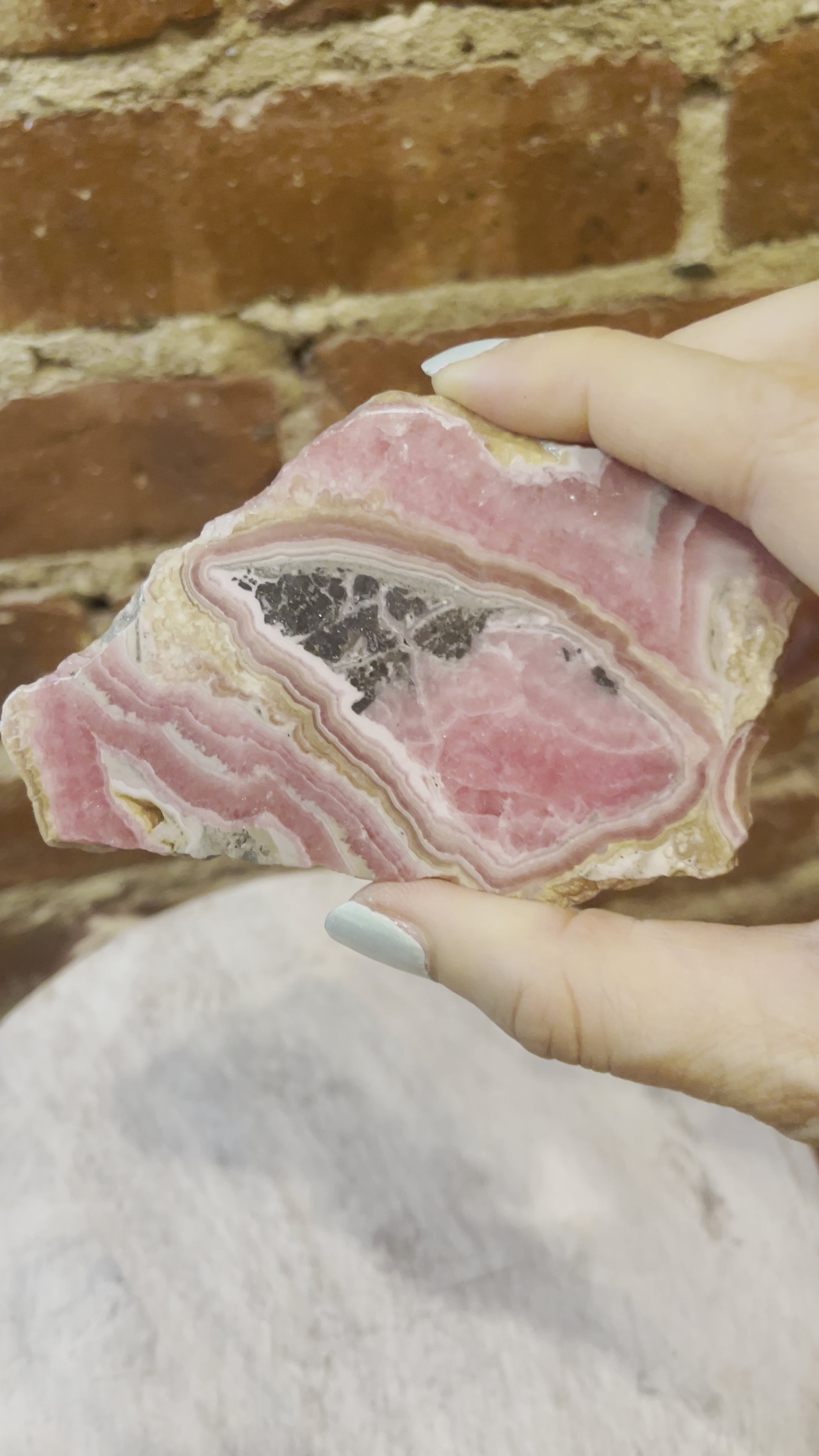 Rhodochrosite Slab with Pyrite 