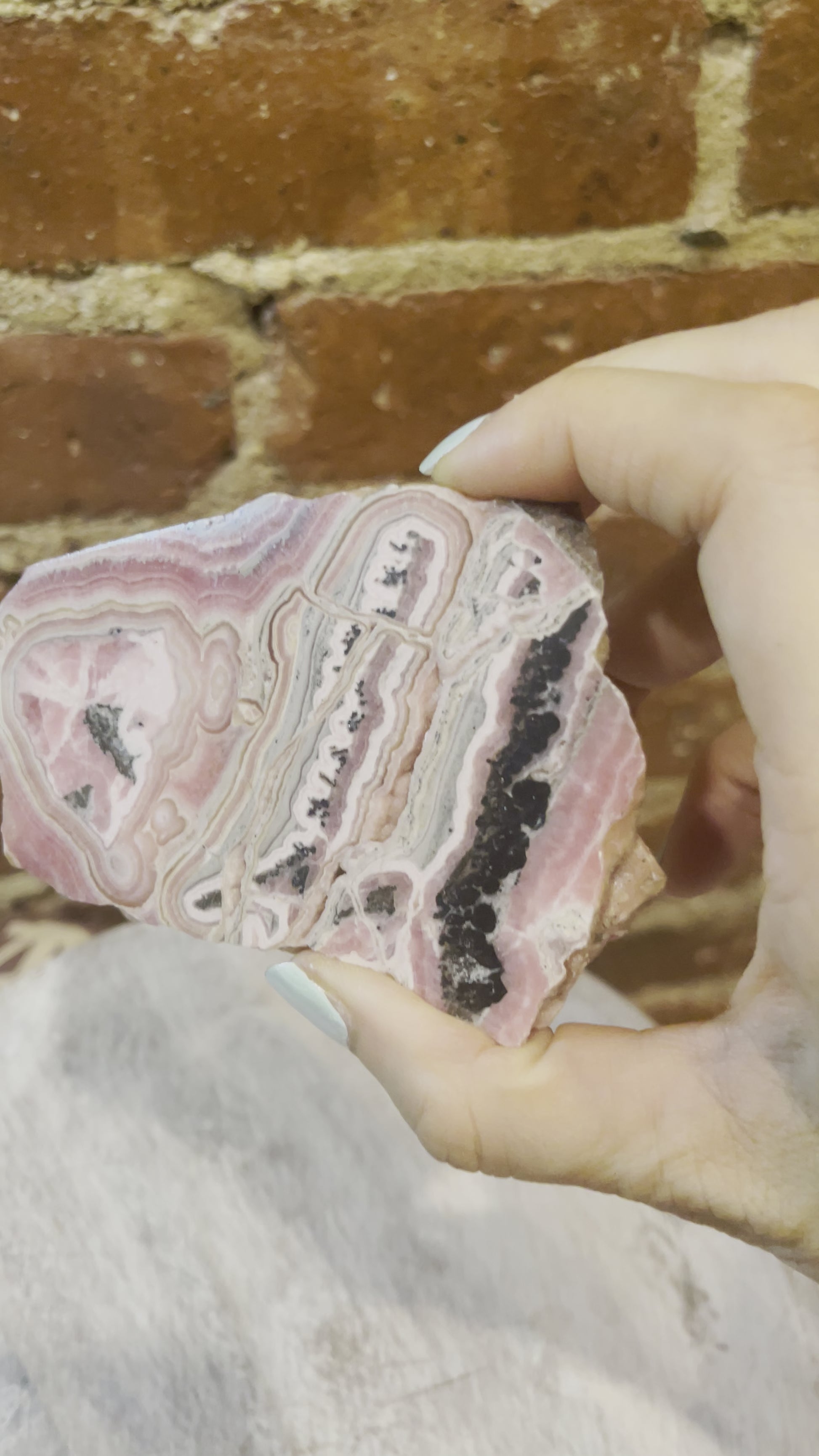 Rhodochrosite Slab with Pyrite flash