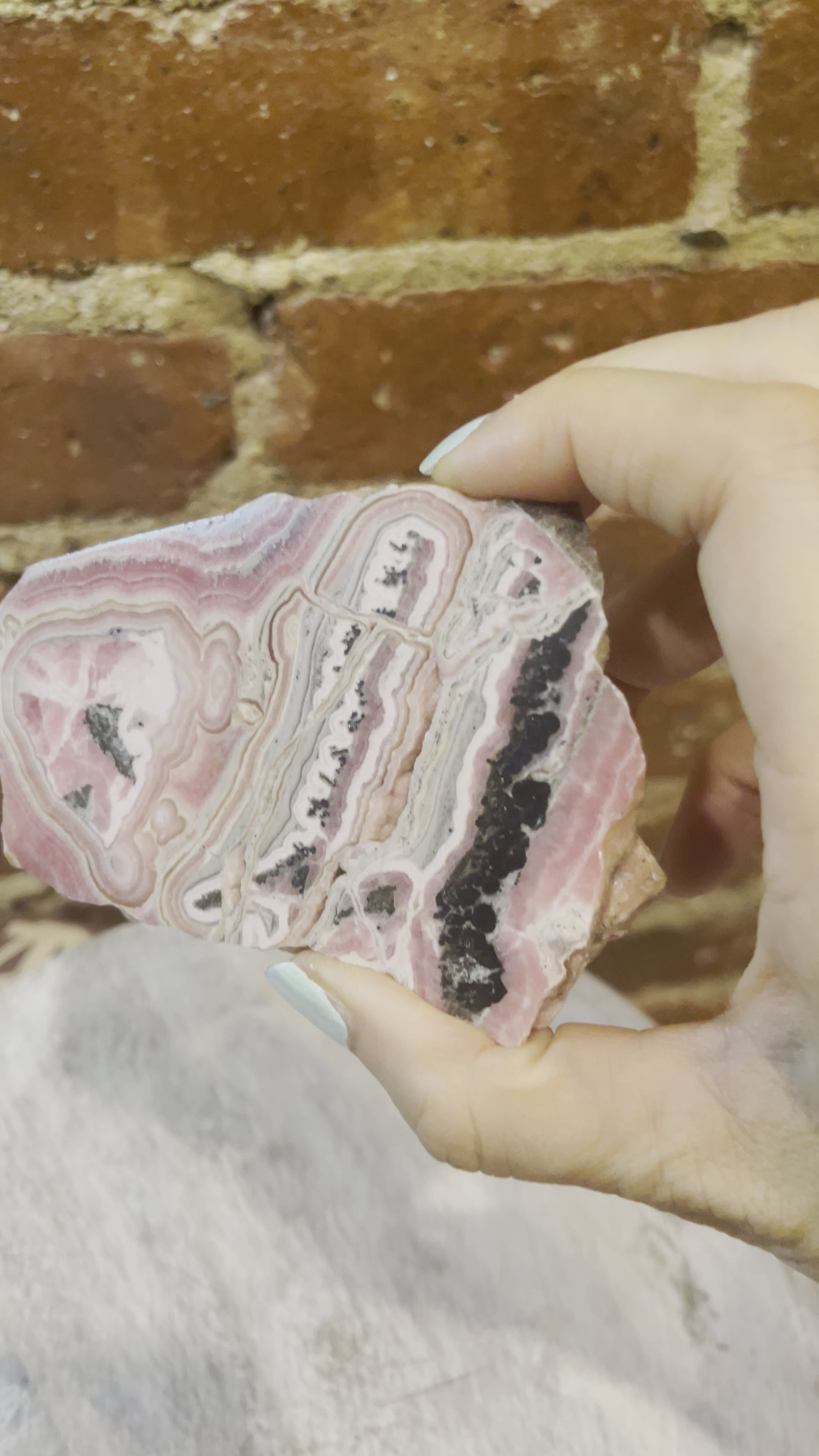 Rhodochrosite Slab with Pyrite flash